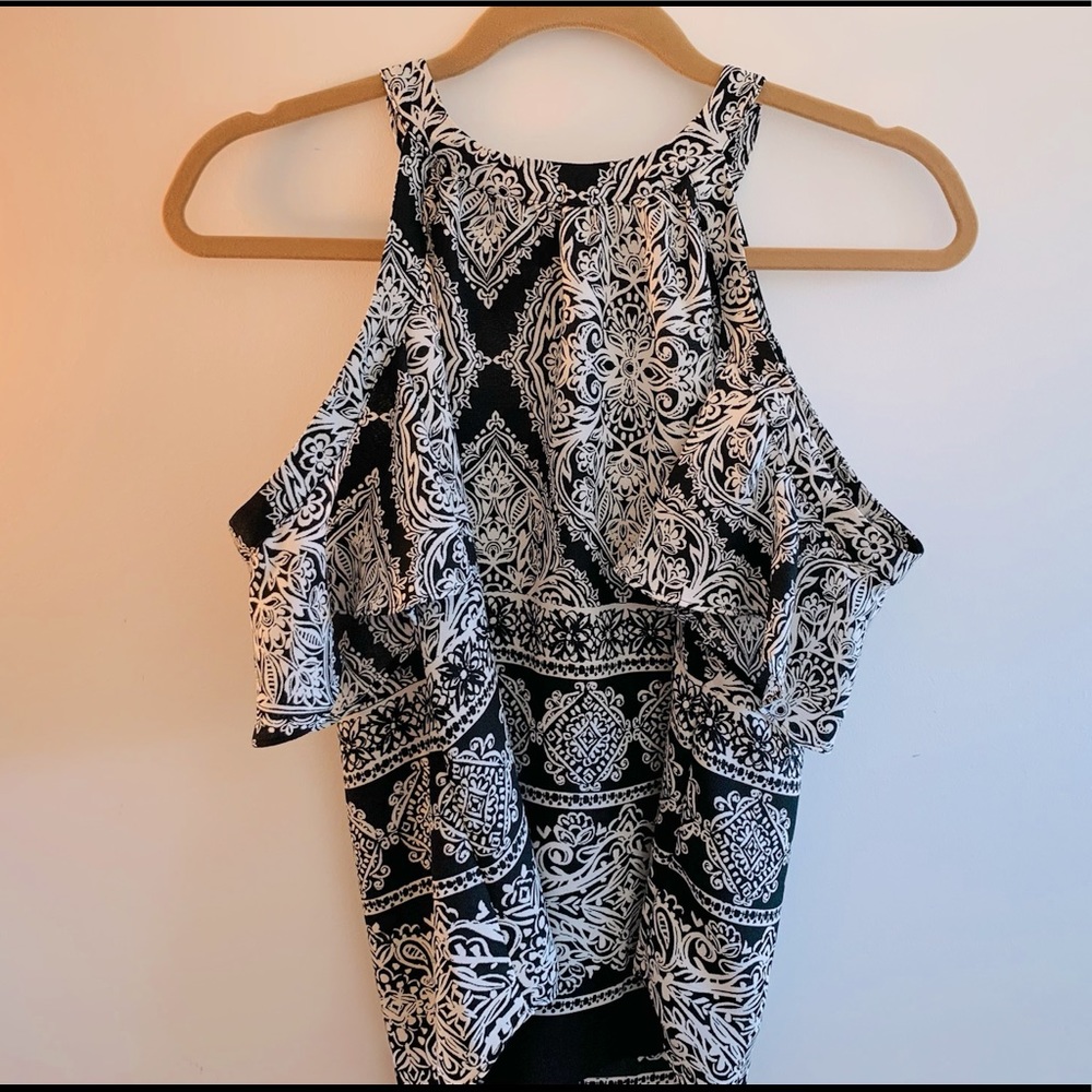 A. BYER printed cold shoulder top
